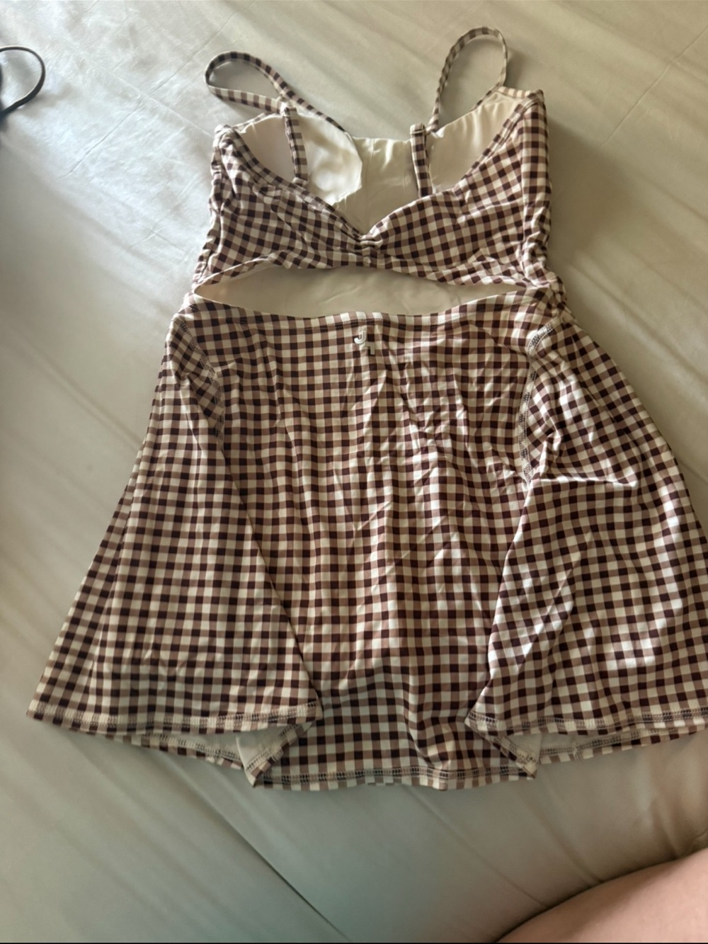 Brown and White Gingham Tank Mini Dress - Picture 3 of 4